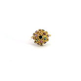 18k Yellow Gold Vintage H. Stein Sputnik Dome Ring Multi Colors